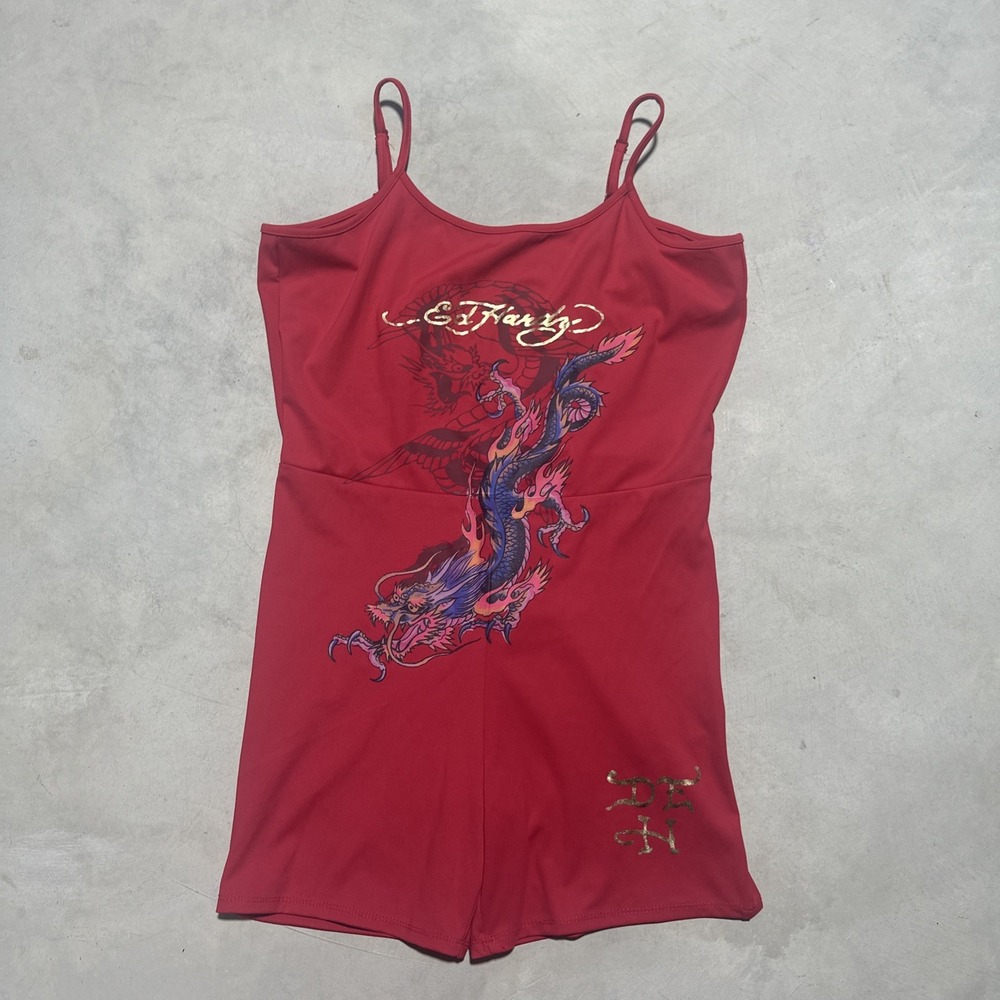 Brand New With Tags Ed Hardy Rex Playsuit and Romper SZ XL Women's Sexy Dragon